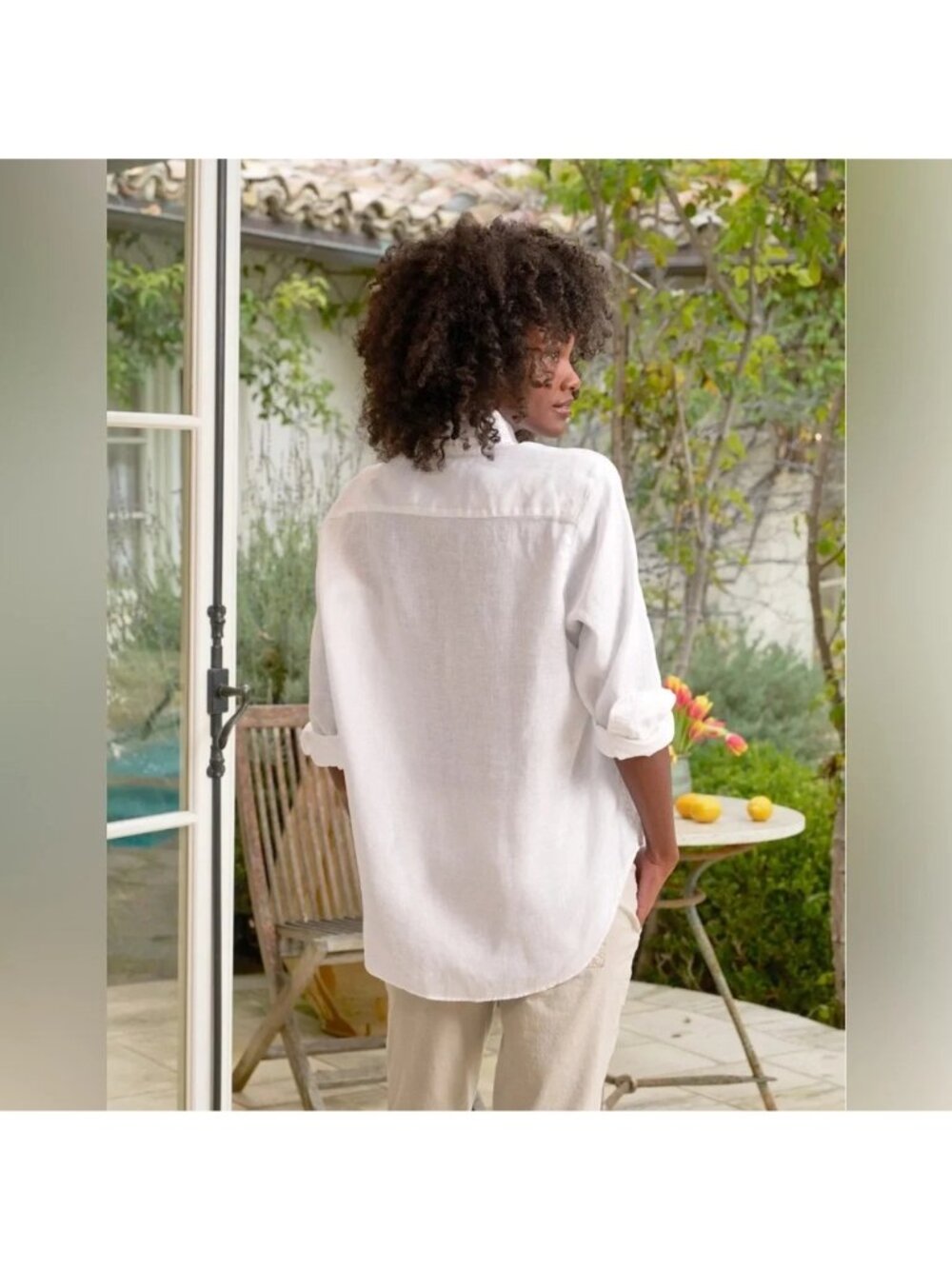 Frank & Eileen "Eileen" Solid White Casual Button Down Shirt Cotton MEDIUM - Picture 2 of 7